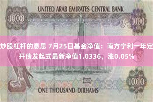 炒股杠杆的意思 7月25日基金净值：南方宁利一年定开债发起式最新净值1.0336，涨0.05%