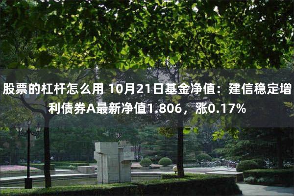 股票的杠杆怎么用 10月21日基金净值：建信稳定增利债券A最新净值1.806，涨0.17%