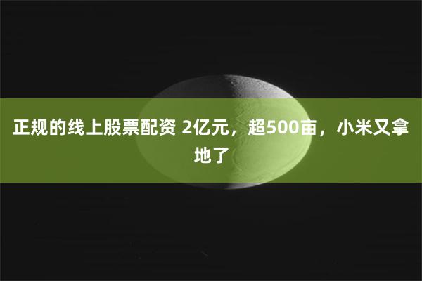 正规的线上股票配资 2亿元，超500亩，小米又拿地了