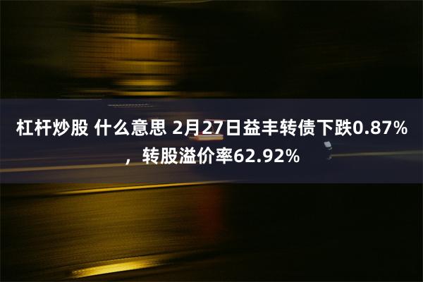 杠杆炒股 什么意思 2月27日益丰转债下跌0.87%，转股溢价率62.92%